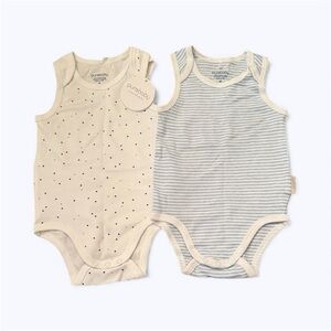 Purebaby White and Blue Bodysuit Set